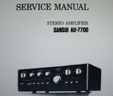 SANSUI AU-7700 STEREO AMP SERVICE MANUAL INC TRSHOOT GUIDE BLK DIAG SCHEM DIAG PCBS AND PARTS LIST 19 PAGES ENG