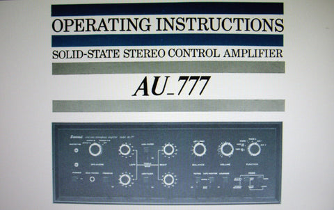 SANSUI AU-777 SOLID STATE STEREO CONTROL AMP OPERATING INSTRUCTIONS INC CONN DIAGS 20 PAGES ENG