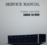 SANSUI AU-8500 STEREO AMP SERVICE MANUAL INC TRSHOOT GUIDE BLK AND LEVEL DIAG SCHEM DIAG PCBS AND PARTS LIST 25 PAGES ENG