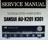SANSUI AU-X201 AU-X301 INTEGRATED STEREO AMP SERVICE MANUAL INC BLK DIAG SCHEMS PCBS AND PARTS LIST 12 PAGES ENG