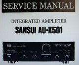 SANSUI AU-X501 INTEGRATED STEREO AMP SERVICE MANUAL INC WIRING DIAG SCHEM DIAG PCBS AND PARTS LIST 12 PAGES ENG