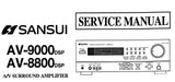 SANSUI AV-8800DSP AV-9000DSP AV SURROUND AMP SERVICE MANUAL INC BLK DIAGS SCHEMS AND PARTS LIST 24 PAGES ENG