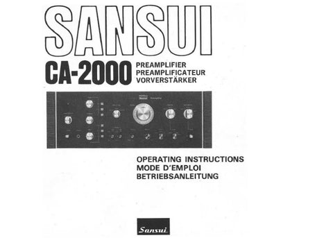SANSUI CA-2000 STEREO PREAMP OPERATING INSTRUCTIONS INC CONN DIAGS 34 PAGES ENG FRANC DEUT