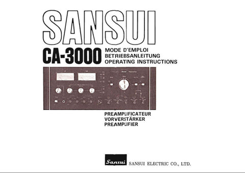 SANSUI CA-3000 STEREO PREAMP OPERATING INSTRUCTIONS  INC CONN DIAGS 52 PAGES ENG FRANC DEUT