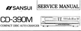 SANSUI CD-390M CD AUTO CHANGER SERVICE MANUAL INC BLK DIAGS SCHEM DIAG PCBS AND PARTS LIST 22 PAGES ENG