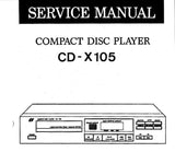 SANSUI CD-X105 CD PLAYER SERVICE MANUAL INC BLK DIAGS SCHEM DIAG PCBS AND PARTS LIST 20 PAGES ENG