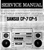 SANSUI CP-5 CP-7 PORTABLE COMPONENT SYSTEMS SERVICE MANUAL INC SCHEMS PCBS AND PARTS LIST 23 PAGES ENG