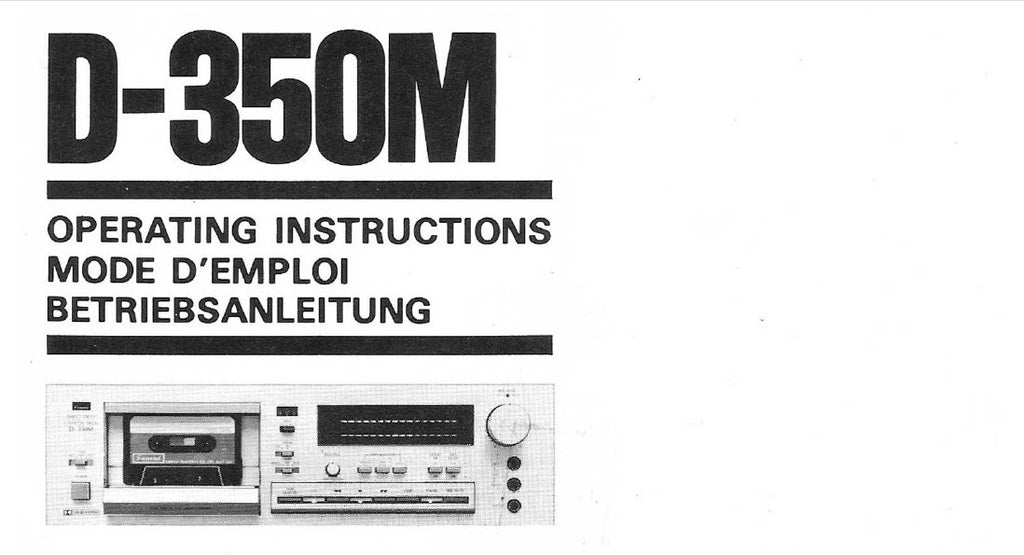 SANSUI D-350M DIRECT DRIVE STEREO CASSETTE TAPE DECK OPERATING INSTRUCTIONS INC CONN DIAG AND TRSHOOT GUIDE 20 PAGES ENG FRANC DEUT