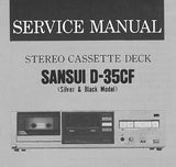 SANSUI  D-35CF STEREO CASSETTE TAPE DECK SERVICE MANUAL INC BLK DIAGS SCHEMS PCBS AND PARTS LIST 20 PAGES ENG
