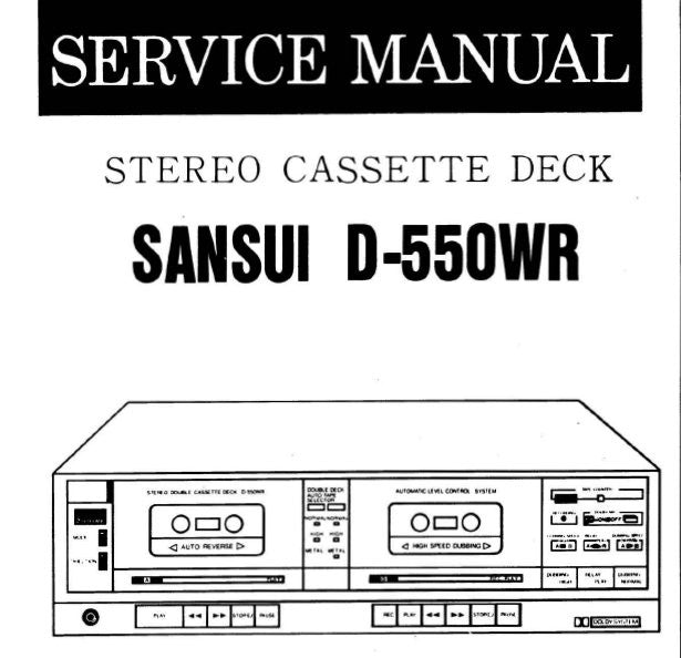 SANSUI D-505WR AUTO REVERSE STEREO DOUBLE CASSETTE TAPE DECK SERVICE MANUAL INC BLK DIAGS WIRING DIAG SCHEM DIAG PCBS AND PARTS LIST 27 PAGES ENG