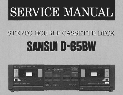 SANSUI  D-65BW STEREO DOUBLE CASSETTE TAPE DECK SERVICE MANUAL INC BLK DIAG SCHEM DIAG PCBS AND PARTS LIST 17 PAGES ENG