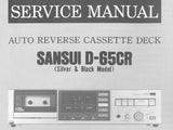 SANSUI  D-65CR AUTO REVERSE STEREO CASSETTE TAPE DECK SERVICE MANUAL INC BLK DIAGS SCHEMS PCBS AND PARTS LIST 22 PAGES ENG