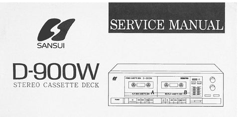 SANSUI D-900W STEREO DOUBLE CASSETTE TAPE DECK SERVICE MANUAL  INC BLK DIAG SCHEM DIAG WIRING DIAG PCBS AND PARTS LIST 26 PAGES ENG