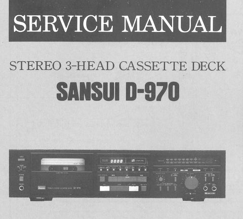 SANSUI D-970 STEREO 3 HEAD CASSETTE TAPE DECK SERVICE MANUAL INC BLK DIAGS SCHEMS PCBS AND PARTS LIST 20 PAGES ENG