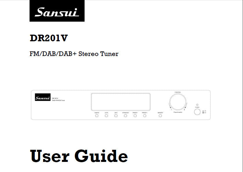 SANSUI DRV201V FM DAB DB+ STEREO TUNER USER GUIDE  INC CONN DIAGS AND TRSHOOT GUIDE 17 PAGES ENG