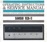 SANSUI ECA-3 ELECTRONIC CROSSOVER AMP FOUR CHANNEL POWER AMP OPERATING INSTRUCTIONS AND SERVICE MANUAL  INC CONN DIAGS TRSHOOT GUIDE BLK DIAG SCHEM DIAG PCBS AND PARTS LIST 41 PAGES ENG