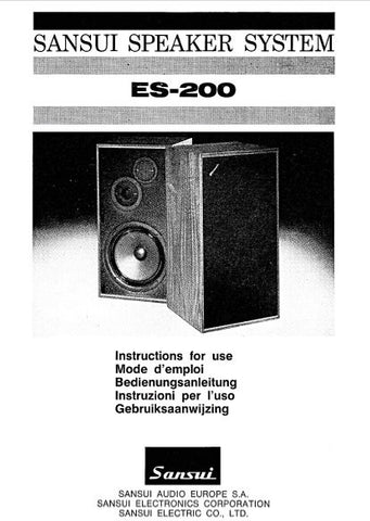 SANSUI ES-200 SPEAKER SYSTEM INSTRUCTIONS FOR USE  INC CONN DIAG 4 PAGES ENG