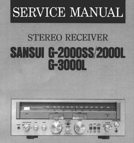 SANSUI G-2000L G-2000SS G-3000L STEREO RECEIVER SERVICE MANUAL INC BLK DIAGS SCHEMS PCBS AND PARTS LIST 20 PAGES ENG