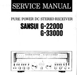 SANSUI G-22000 G-33000 PURE POWER DC STEREO RECEIVER SERVICE MANUAL INC BLK DIAGS SCHEMS PCBS AND PARTS LIST 32 PAGES ENG