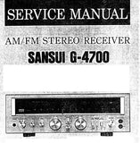 SANSUI G-4700 AM FM STEREO RECEIVER SERVICE MANUAL INC BLK DIAG SCHEMS PCBS AND PARTS LIST 14 PAGES ENG