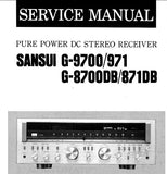 SANSUI G-871DB G-8700DB G-9700 G-971 PURE POWER DC STEREO RECEIVER SERVICE MANUAL INC BLK DIAGS SCHEMS PCBS AND PARTS LIST 24 PAGES ENG