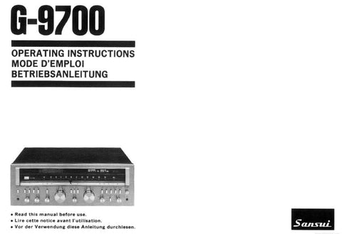 SANSUI G-9700 PURE POWER DC STEREO RECEIVER OPERATING INSTRUCTIONS INC CONN DIAGS 50 PAGES ENG FRANC DEUT