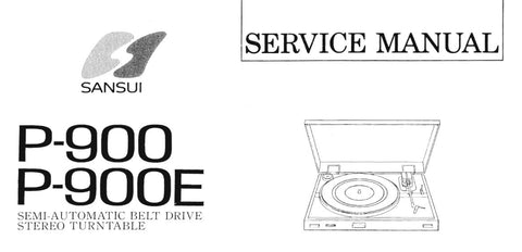 SANSUI P-900 P-900E SEMI AUTOMATIC BELT DRIVE STEREO TURNTABLE SERVICE MANUAL INC SCHEM DIAG WIRING DIAG PCB AND PARTS LIST 9 PAGES ENG