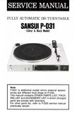 SANSUI P-D31 FULLY AUTOMATIC DIRECT DRIVE TURNTABLE SERVICE MANUAL INC PARTS LIST 4 PAGES ENG