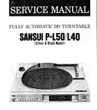 SANSUI P-L50 P-L40 FULLY AUTOMATIC DIRECT DRIVE TURNTABLE SERVICE MANUAL INC BLK DIAGS SCHEMS PCBS AND PARTS LIST 24 PAGES ENG