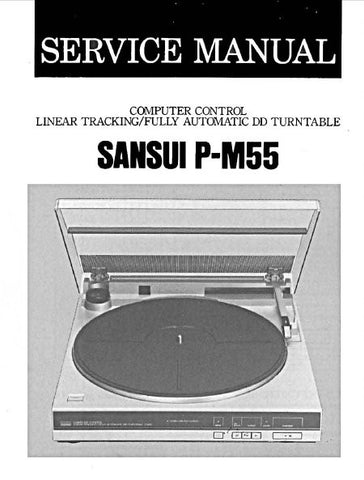 SANSUI P-M55 COMPUTER CONTROL LINEAR TRACKING FULLY AUTOMATIC DD TURNTABLE SERVICE MANUAL INC BLK DIAGS SCHEM DIAG PCBS AND PARTS LIST 14 PAGES ENG