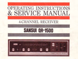 SANSUI QR-1500 4 CHANNEL RECEIVER OPERATING INSTRUCTIONS AND SERVICE MANUAL INC CONN DIAGS AND TRSHOOT GUIDE SCHEM DIAG PCBS AND PARTS LIST 26 PAGES ENG