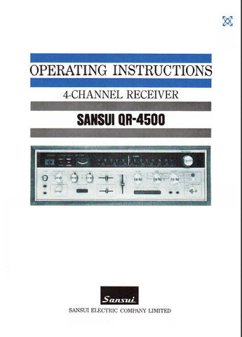 SANSUI QR-4500 4 CHANNEL RECEIVER OPERATING INSTRUCTIONS INC CONN DIAGS 24 PAGES ENG