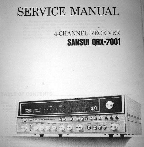 SANSUI QRX-7001 4 CHANNEL RECEIVER SERVICE MANUAL INC TRSHOOT GUIDE BLK DIAGS SCHEMS PCBS AND PARTS LIST 31 PAGES ENG