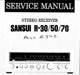 SANSUI R-30 R-50 R-70 R-370 STEREO RECEIVER SERVICE MANUAL INC BLK DIAGS SCHEMS PCBS AND PARTS LIST 13 PAGES ENG