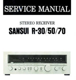 SANSUI R-30 R-50 R-70 STEREO RECEIVER SERVICE MANUAL INC BLK DIAGS SCHEMS PCBS AND PARTS LIST 14 PAGES ENG