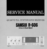 SANSUI R-606 QUARTZ PLL SYNTHESIZER STEREO RECEIVER SERVICE MANUAL INC BLK DIAGS SCHEMS PCBS AND PARTS LIST 20 PAGES ENG