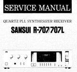 SANSUI R-707 R-707L QUARTZ PLL SYNTHESIZER STEREO RECEIVER SERVICE MANUAL INC BLK DIAGS SCHEMS PCBS AND PARTS LIST 20 PAGES ENG