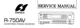 SANSUI R-750AV AV STEREO RECEIVER SERVICE MANUAL INC BLK DIAGS SCHEMS PCBS AND PARTS LIST 20 PAGES ENG