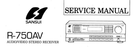 SANSUI R-750AV AV STEREO RECEIVER SERVICE MANUAL INC BLK DIAGS SCHEMS PCBS AND PARTS LIST 20 PAGES ENG