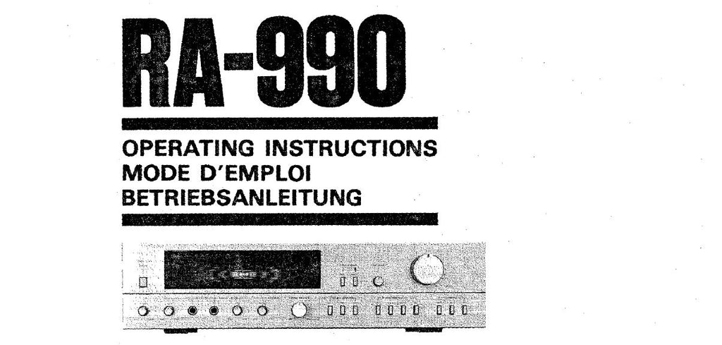 SANSUI RA-990 STEREO REVERBERATION AMP OPERATING INSTRUCTIONS INC CONN DIAG 12 PAGES ENG FRANC DEUT