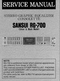 SANSUI RG-700 STEREO GRAPHIC EQUALIZER CONSOLETTE SERVICE MANUAL INC PARTS LIST 4 PAGES ENG