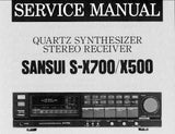 SANSUI S-X500 S-X700 QUARTZ SYNTHESIZER STEREO RECEIVER SERVICE MANUAL INC BLK DIAGS WIRING DIAG SCHEMS PCBS AND PARTS LIST 21 PAGES ENG