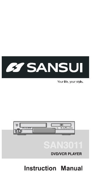 SANSUI SAN3011 DVD VCR PLAYER INSTRUCTION MANUAL INC CONN DIAGS AND TRSHOOT GUIDE 33 PAGES ENG