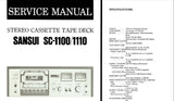 SANSUI SC-1100 SC-1110 STEREO CASSETTE TAPE DECK SERVICE MANUAL INC BLK DIAGS SCHEM DIAG PCBS AND PARTS LIST 18 PAGES ENG