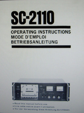 SANSUI SC-2110 STEREO CASSETTE TAPE DECK OPERATING INSTRUCTIONS INC CONN DIAG 37 PAGES ENG FRANC DEUT
