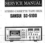 SANSUI SC-5100 STEREO CASSETTE TAPE DECK SERVICE MANUAL INC BLK DIAGS SCHEMS PCBS AND PARTS LIST 29 PAGES ENG