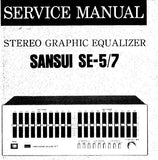 SANSUI SE-5 SE-7 STEREO GRAPHIC EQUALIZER SERVICE MANUAL INC BLK DIAGS SCHEMS PCBS AND PARTS LIST 8 PAGES ENG