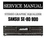 SANSUI SE-80 SE-800 STEREO GRAPHIC EQUALIZER SERVICE MANUAL INC BLK DIAGS SCHEMS PCBS AND PARTS LIST 14 PAGES ENG