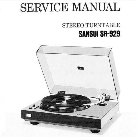 SANSUI SR-929 STEREO TURNTABLE SERVICE MANUAL INC BLK DIAGS SCHEM DIAG PCBS AND PARTS LIST 16 PAGES ENG