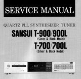 SANSUI T-700 T-700L T-900 T-900L QUARTZ PLL SYNTHESIZER TUNER SERVICE MANUAL INC BLK DIAGS SCHEM DIAG PCBS AND PARTS LIST 16 PAGES ENG